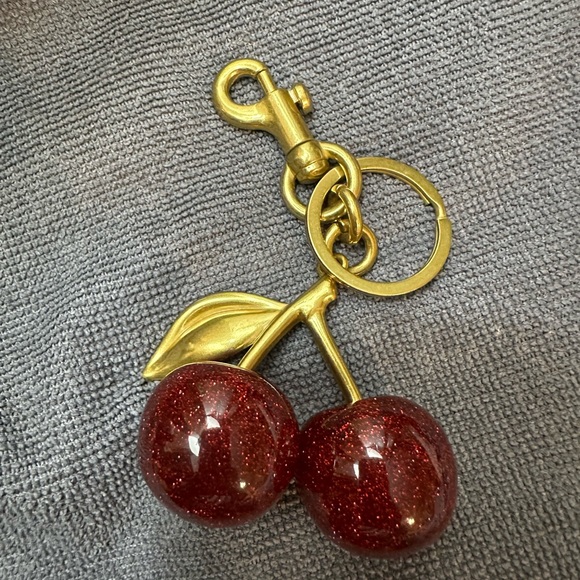 Gold and Red Cherry Keychain - Picture 1 of 3